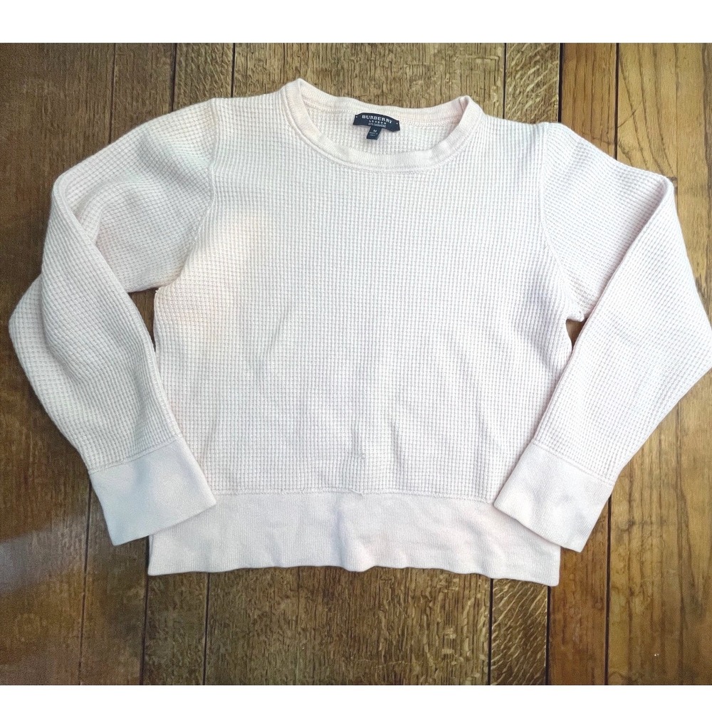 Burberry 100% cashmere waffle long sleeve thermal sweater pink Luxury M neutral